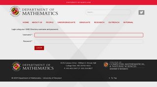 Department of Mathematics - Login - UMD MATH - University of ...