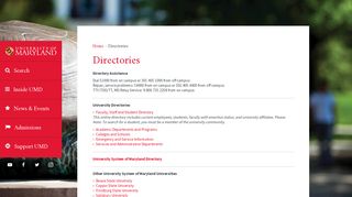 Directories | The University of Maryland