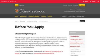 Before You Apply | The University of Maryland Graduate School