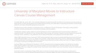 University of Maryland Moves to Instructure Canvas Course ...