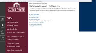Blackboard Support For Students | University of Maryland Eastern Shore