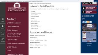 University Postal Services | University of Maryland Eastern Shore