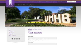 User account - University of Mary Hardin-Baylor