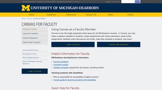 Canvas for Faculty - University of Michigan-Dearborn