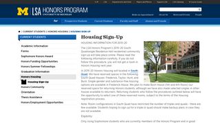 Housing Sign-Up | U-M LSA Honors Program