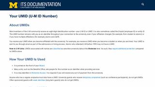 Your UMID (U-M ID Number) | ITS Documentation