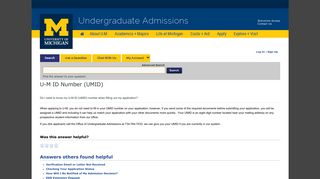U-M ID Number (U-M ID) - Undergraduate Admissions
