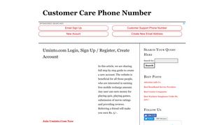 Uminto.com Login, Sign Up / Register, Create Account | Customer ...