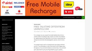 Free Talktime Offer From Uminto.com | Free Mobile Recharge, Free ...