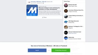 University of Montana - UM Jobs shared a link. - Facebook