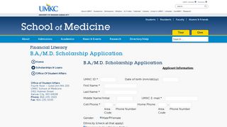 B.A./M.D. Scholarship Application | UMKC School of Medicine