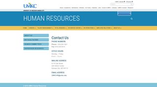 Contact Us | Human Resources - University of Missouri - Kansas City