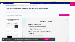 TEACHING AIDES Web Page on Blackboard Use your uml email and ...
