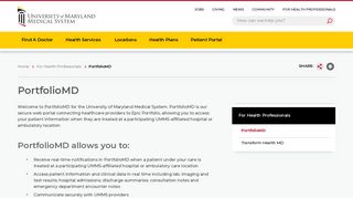 PortfolioMD | University of Maryland Medical System