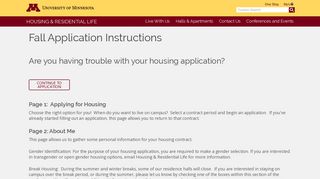 Fall Application Instructions | Housing and Residential Life