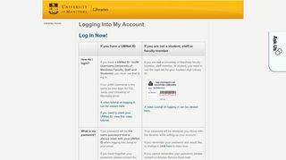 University of Manitoba - Libraries - Logging Into My Account
