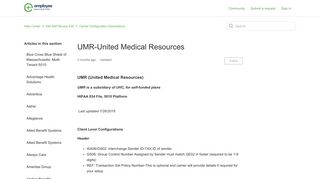 UMR-United Medical Resources – Help Center