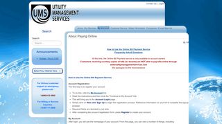 About Paying Online - UMS - Utility Management Services