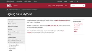 Signing on to Myview - UMSL