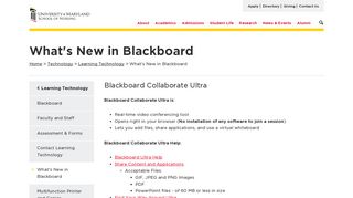 What's New in Blackboard | University of Maryland School of Nursing