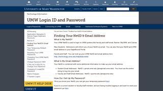 Finding Your NetID & Email Address | UMW Login ID and Password