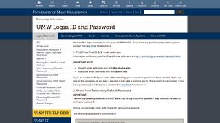 UMW Login ID and Password | Where great minds get to work - UMW IT