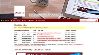 United Nations job vacancies on the UN Job List