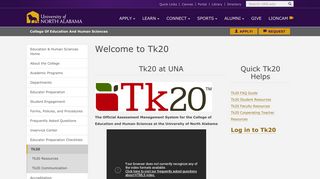 Welcome to Tk20 | University of North Alabama - UNA.edu