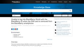 Unable to log into BlackBerry World with the BlackBerry ID when the ...