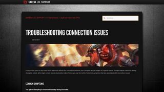 Troubleshooting Connection Issues - GARENA LOL SUPPORT