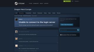 Unable to connect to the login server :: Dragon Nest Europe General ...
