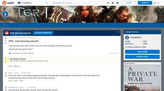 PS4 - Can't join any server? : TeraOnline - Reddit