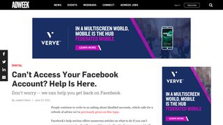 Can't Access Your Facebook Account? Help Is Here. – Adweek