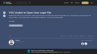 VSS Unable to Open User Login File - Experts Exchange