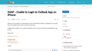 IMAP - Unable to Login to Outlook App on iPhone - Zoho Cares