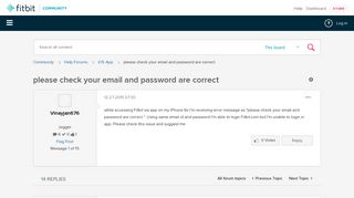 please check your email and password are correct - Fitbit Community