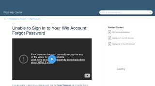 Unable to Sign In to Your Wix Account: Forgot Password | Help Center ...