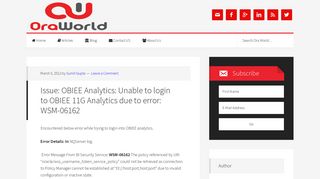 Issue: OBIEE Analytics: Unable to login to OBIEE 11G Analytics due to ...