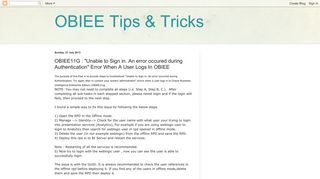 OBIEE Tips & Tricks: OBIEE11G : 