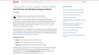 How to buy and sell shares using axis direct - Quora
