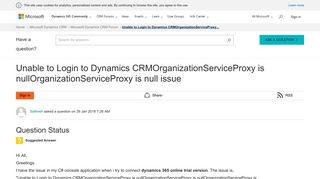 Unable to Login to Dynamics CRMOrganizationServiceProxy is ...
