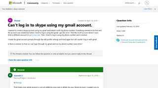 Can't log in to skype using my gmail account. - Microsoft Community