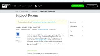 can no longer login to gmail | Thunderbird Support Forum | Mozilla ...