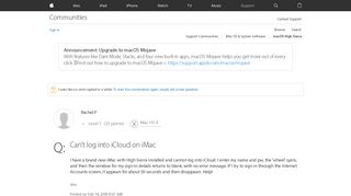 Can't log into iCloud on iMac - Apple Community