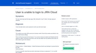 User is unable to login to JIRA Cloud - Atlassian Documentation