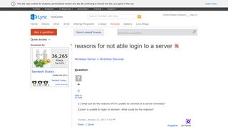reasons for not able login to a server - Microsoft