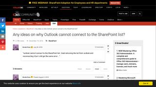 Any ideas on why Outlook cannot connect to the SharePoint list ...