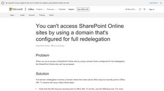 You can't access SharePoint Online sites by using a domain that's ...