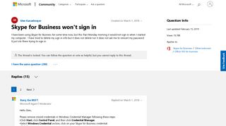 Skype for Business won't sign in - Microsoft Community