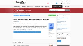 login attempt failed when logging into webmail | InMotion Hosting